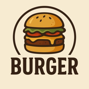 Çizgi film tarzı burger, peynirli, marullu, domatesli ve çörekli.