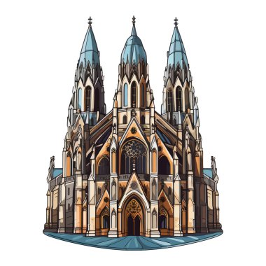 Keskin kuleleri ve sanatsal pencereleri olan ayrıntılı bir katedral. Üretici yapay zeka