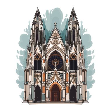 Merkezi bir gül penceresi olan karmaşık gotik bir katedral. Üretici yapay zeka
