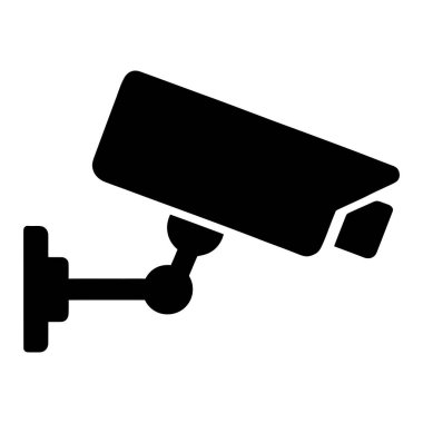 Beyaz zemin üzerinde siyah CCTV güvenlik kamerasının vektör illüstrasyonu