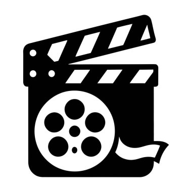 Sinema ve video için alkış ve film makarası simgesi, vektör