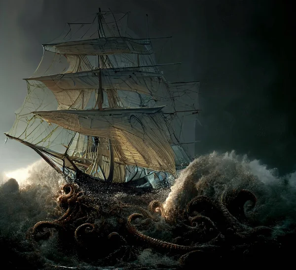 pirate ship in the storm