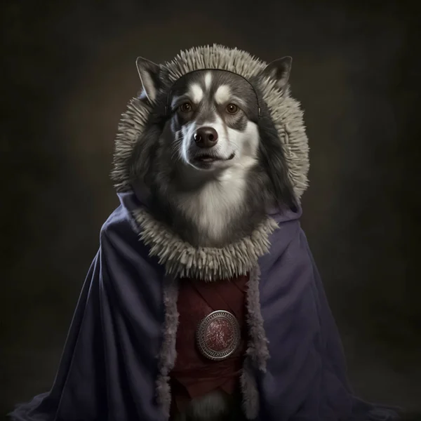 A wizard wearing a dog mask and a hood.