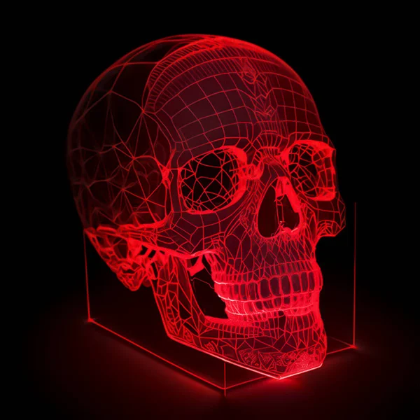 human skull in the dark