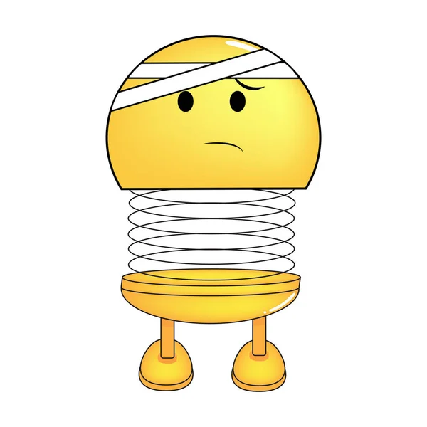 Vector illustration of spiral emoticon with body and legs. Sick cartoon spiral emoji. Cute emoticon, child icon.