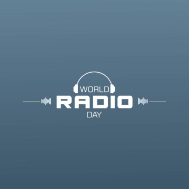 Dünya Radyo Günü (13 Şubat). Sosyal medya postası için minimalist poster tasarımı.