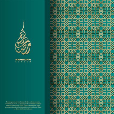 islamic greeting ramadan kareem card square background green gold color design for islamic party