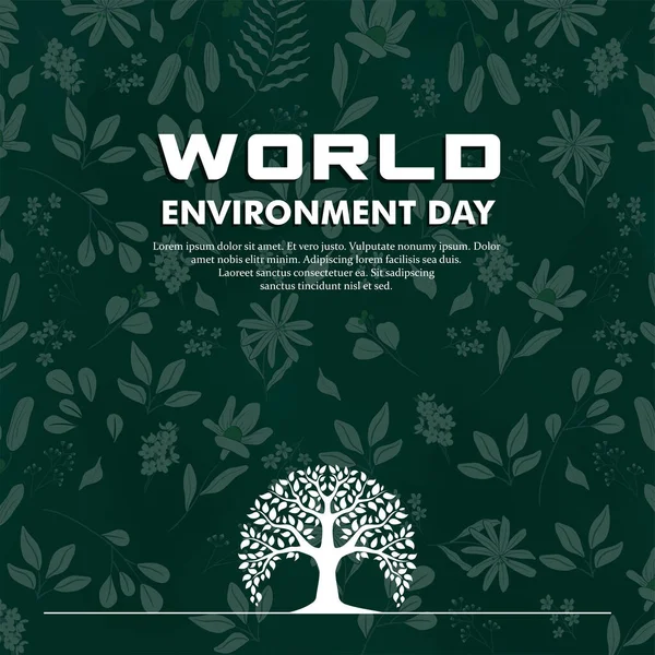 Weltumwelttag Happy Environment Day Juni Einfaches Vektorbanner Mit Grünem Hintergrund — Stockvektor