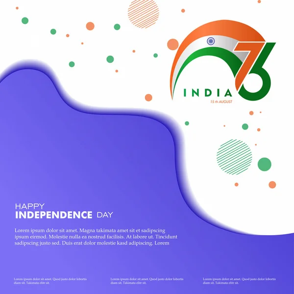 Jahre Happy Independence Day Indien August Vorlage Für Poster Banner — Stockvektor