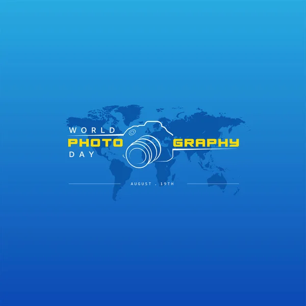 Wereldfotografiedag Vector Typografie Ontwerp Met Camera Goede Sjabloon Voor Wereld — Stockvector