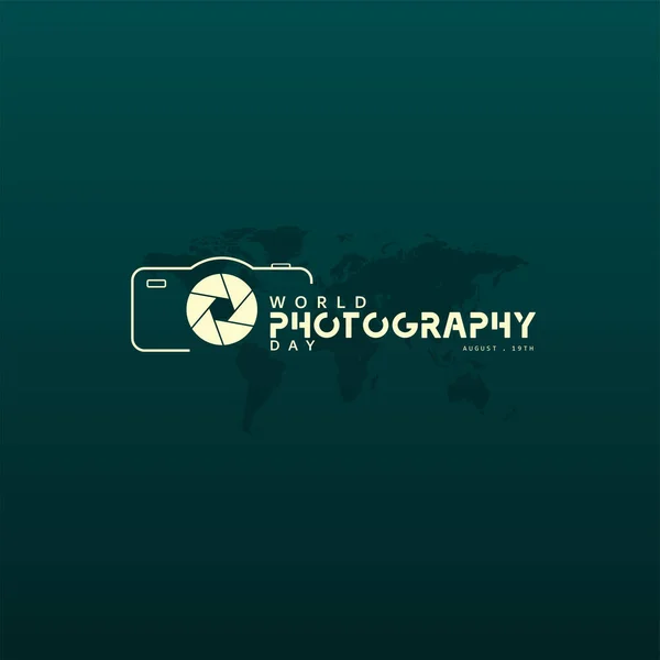 Παγκόσμια Ημέρα Φωτογραφίας Διάνυσμα Σχεδιασμός Τυπογραφίας Κάμερα Καλό Πρότυπο Για — Διανυσματικό Αρχείο
