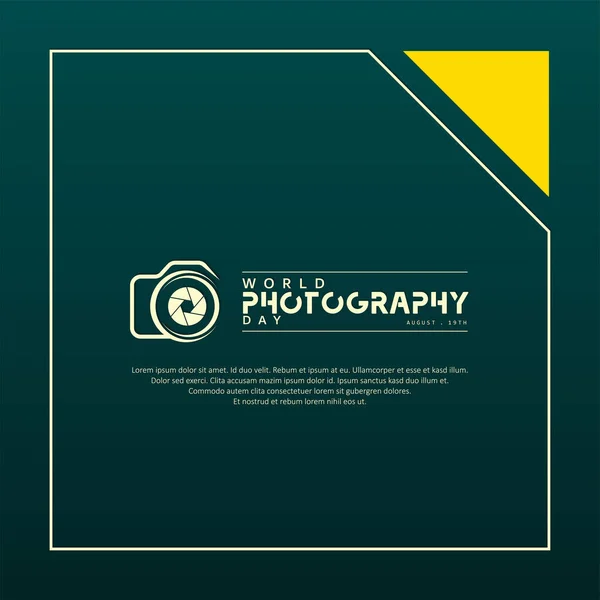 Wereldfotografiedag Vector Typografie Ontwerp Met Camera Goede Sjabloon Voor Wereld — Stockvector
