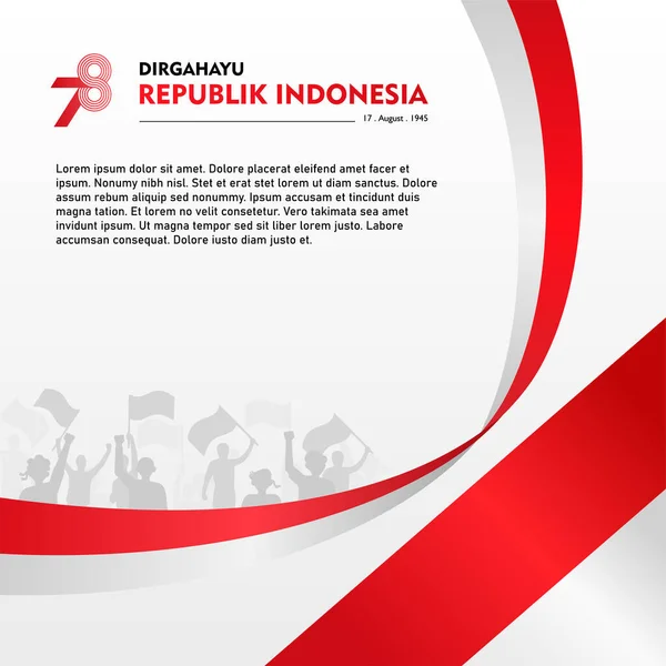 Glücklicher Unabhängigkeitstag Republik Indonesien August Grußkarte Mit Rot Weißem Design — Stockvektor