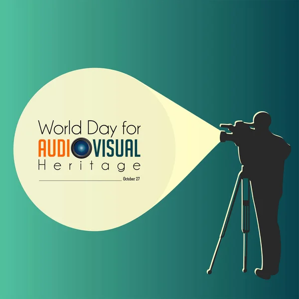 Tarjeta Felicitación Sobre Tema Del Día Mundial Del Patrimonio Audiovisual — Vector de stock