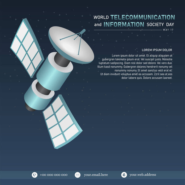 world telecommunications information society day, vector with signal tower and typography