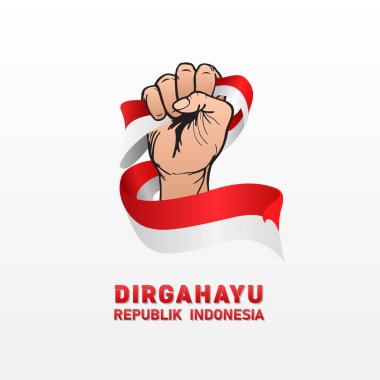 Endonezya Bağımsızlık Günü 'nüz kutlu olsun, 17 Ağustos. kırmızı ve beyaz tasarımı olan tebrik kartı