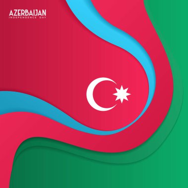 Azerbaycan bağımsızlık günü şablonu mavi ve yeşil dalgalı