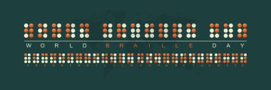 World Braille Day text with dots. suitable for banner posters etc clipart