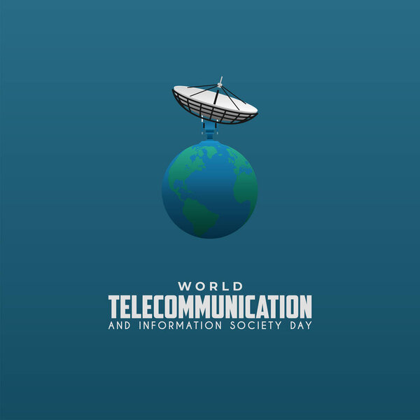 World telecommunication and information society day with world map with signal tower
