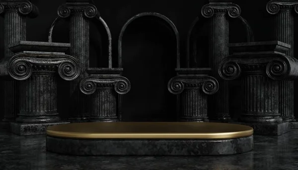 Zwarte Vrijdag Verkoop Klassieke Luxe Podium Met Romeinse Kolom Voor — Stockfoto