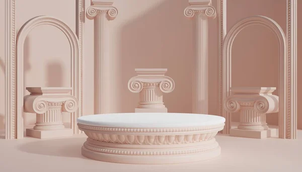 stock image 3d luxury podium with roman column for product background podium classic style  for show cosmetic podructs display case  on background.