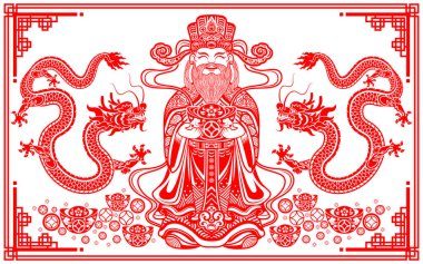 Mutlu Çin Yeni Yılı 2024 Çiçekli, fenerli ejderha burcu, Asyalı elementler altın kaplama kesim tarzı arka plan. çeviri: mutlu yıllar ejderhanın 2024 yılı )