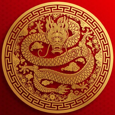 Mutlu Çin Yeni Yılı 2024 Çiçekli, fenerli ejderha burcu, Asyalı elementler altın kaplama kesim tarzı arka plan. çeviri: mutlu yıllar ejderhanın 2024 yılı 