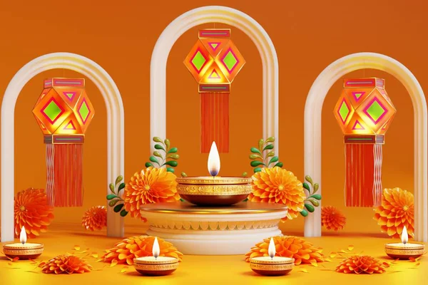 Rendering Festival Diwali Diwali Deepavali Dipavali Festival Delle Luci India — Foto Stock