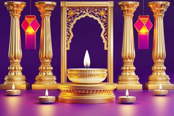 Rendering Festival Diwali Diwali Deepavali Dipavali Festival Delle Luci India — Foto Stock