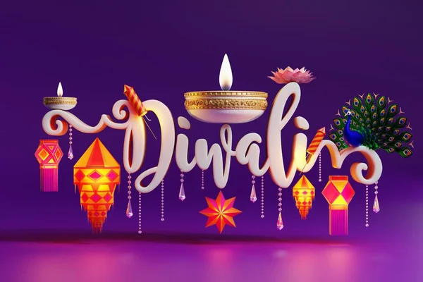 Rendering Pro Festival Diwali Diwali Deepavali Nebo Dipavali Festival Světel — Stock fotografie