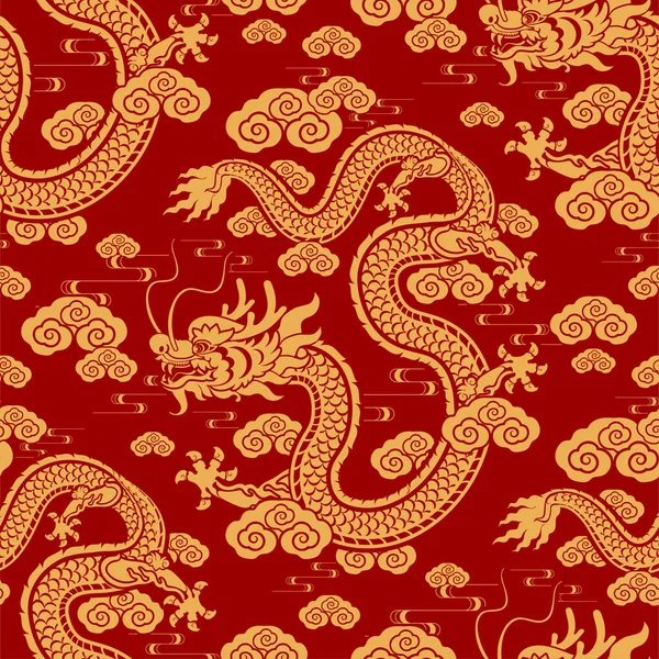 Бесшовный Узор Счастливого Китайского Нового 2024 Года Знак Зодиака Дракона — стоковый вектор