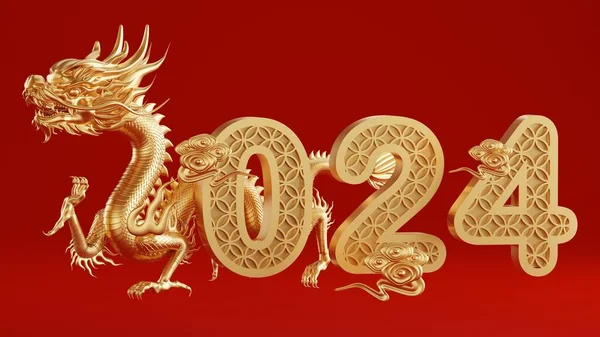 Ilustrație Redare Pentru Anul Nou Chinez Fericit 2024 Semnul Zodiacal — Fotografie, imagine de stoc