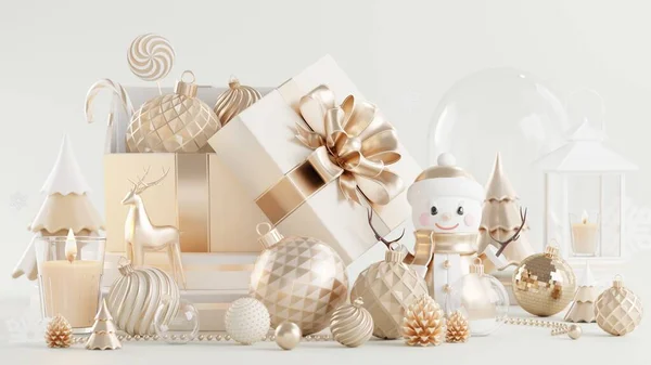 Noel ağacı, Noel Baba, hediye kutuları, kurdele, top, kar, ürün, promosyon satışı, sunum arkaplan rengi 3D sunum sunumu.