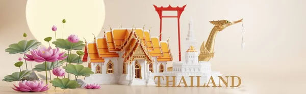 3Dレンダリングイラストの背景 タイ旅行コンセプトの象徴 タイの3Dイラスト タイの建築と伝統遺産でタイのタイで最も美しい場所 — ストック写真
