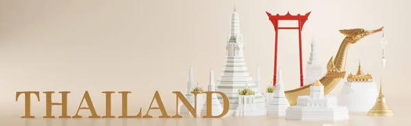 3Dレンダリングイラストの背景 タイ旅行コンセプトの象徴 タイの3Dイラスト タイの建築と伝統遺産でタイのタイで最も美しい場所 — ストック写真