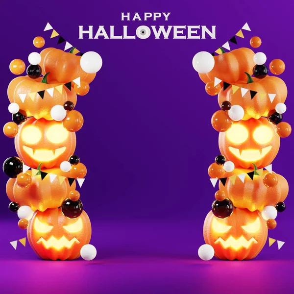 Weergave Illustratie Ontwerp Voor Halloween Banner Met Pompoen Crucifix Schedel — Stockfoto