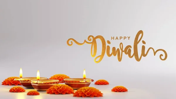 Rendering Diwali Festival Diwali Deepavali Dipavali Festival Lights India Gold — Stock Photo, Image