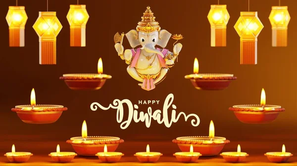 Renderelés Diwali Fesztivál Diwali Deepavali Vagy Dipavali Fesztivál Fények India — Stock Fotó