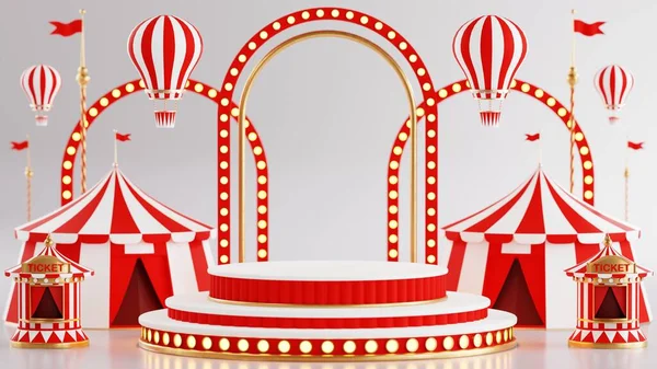 Renderização Para Parque Diversões Circo Pódio Temático Feira Carnaval Com — Fotografia de Stock