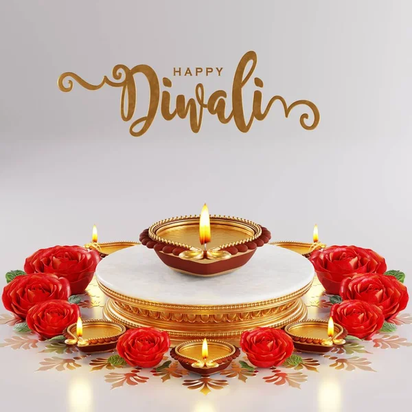 Renderowania Diwali Festiwalu Diwali Deepavali Lub Dipavali Festiwal Świateł Indii — Zdjęcie stockowe