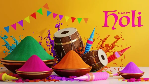 Weergave Illustratie Voor Holi Festival 2024 Van Kleuren Kleurrijke Gulaal — Stockfoto