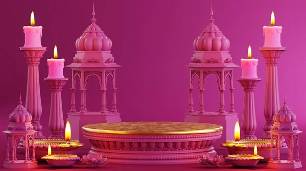 Rendering Podium Voor Diwali Festival Diwali Deepavali Dipavali Het Festival — Stockfoto
