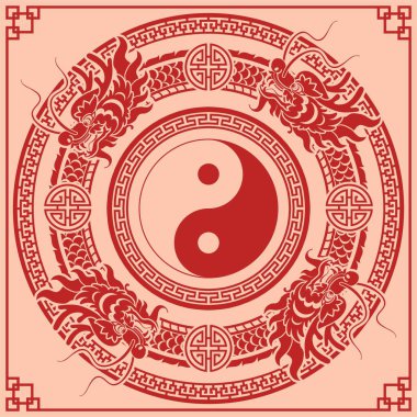 Mutlu Çin Yeni Yılı 2024. Ejderha burcu tabelası Asyalı elementler kırmızı ve pembe kağıt kesim tarzıyla renklendirilmiş. çeviri: mutlu yıllar ejderhanın 2024 yılı )