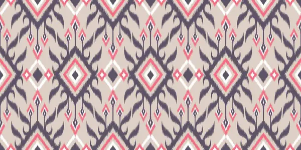 Moda giysileri, tekstil, ambalaj, dekorasyon arka planı için kusursuz, etnik soyut arka plan yuvarlak ikat modelsel eğri vektör tasarımı.