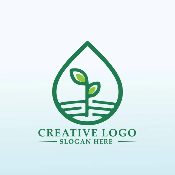 Logotyp För Tillverkning Droppbevattnings Och Såningsmaskiner — Stock vektor