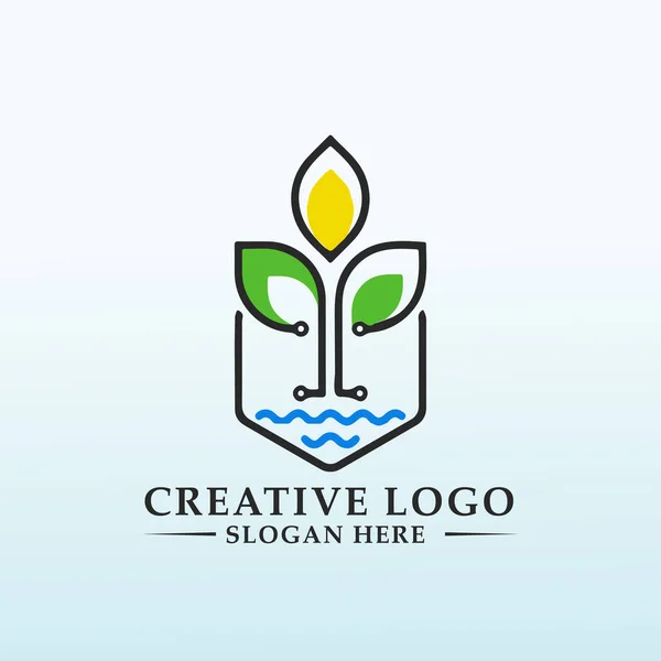 Logo Początek Pomaga Rolnikom Poprzez Wiedzę Fachową Technologię — Wektor stockowy