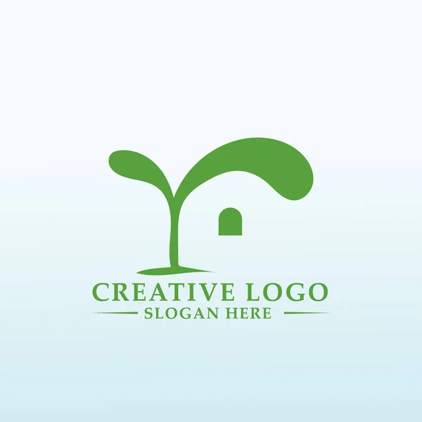 Organic Micro Green Website Store Wants Catchy Bright Simple Logo — Stock Vector