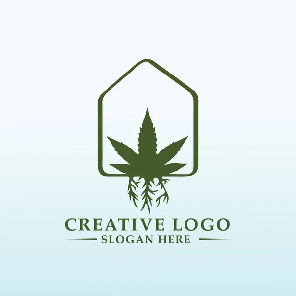 Cannabis Home Groeiende Identiteit Logo Werk — Stockvector