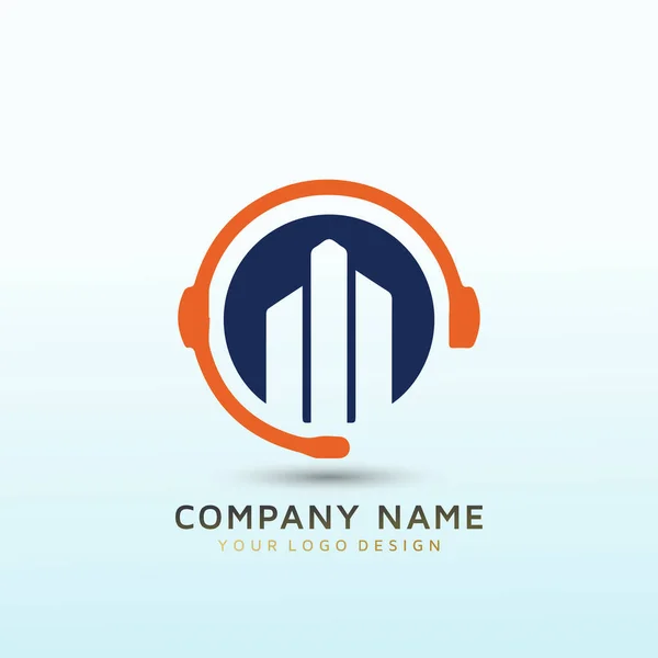 Logotypdesign För Callcenter Som Tjänst För Fastighetsinvesteringsbolag — Stock vektor