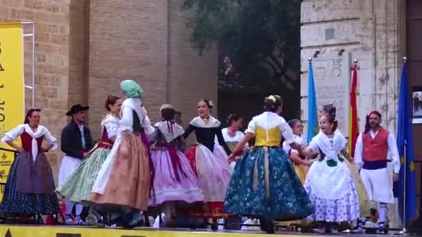 Španělsko Valencie Prosince 2022 Historické Tradiční Tance Národních Kostýmech — Stock video